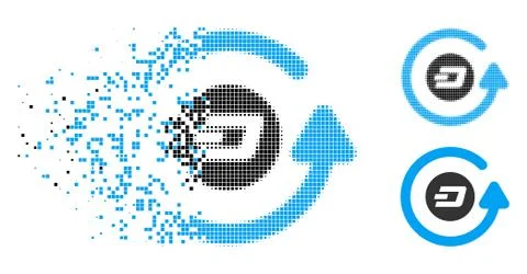 Fragmented Dot Halftone Dash Chargeback Icon Stock Illustration