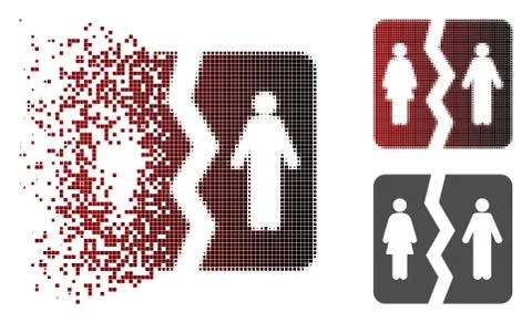 Fragmented Dot Halftone Divorce Icon Stock Illustration