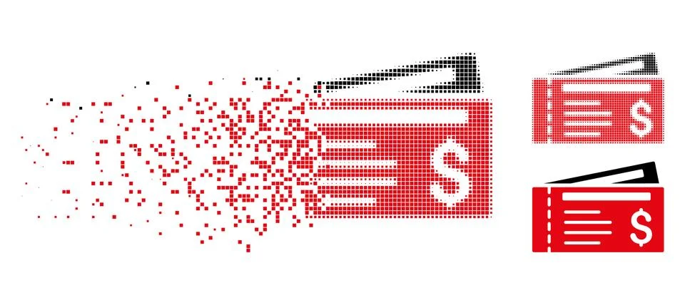 Fragmented Dot Halftone Dollar Cheques Icon Illustrazione stock