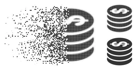 Fragmented Dot Halftone Dollar Coin Column Icon イラスト素材