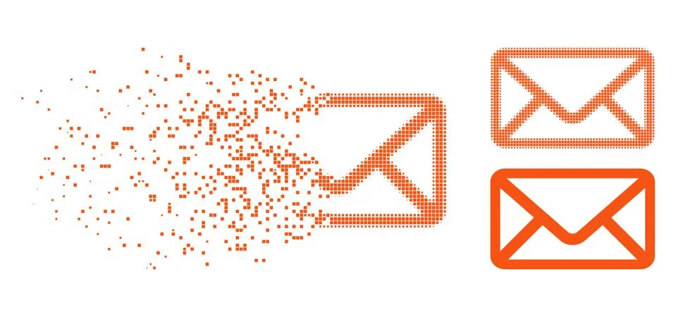 Fragmented Dot Halftone Envelope Icon Stock Illustration