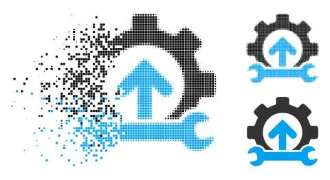 Fragmented Dot Halftone Gear Integration Tools Icon Stockillustratie