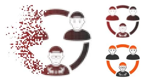 Fragmented Dot Halftone Geek Collaboration Network Icon Stock Illustration