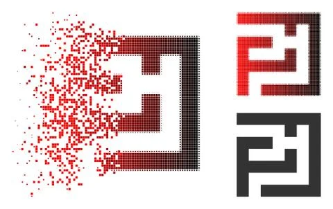 Fragmented Dot Halftone Labyrinth Icon 스톡 일러스트