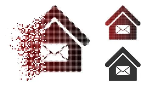 Fragmented Dot Halftone Post Office Icon Stockillustratie