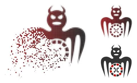 Fragmented Dot Halftone Roulette Spectre Devil Icon Illustrazione stock