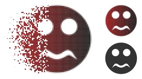 Fragmented Dot Halftone Serious Smiley Icon Stockillustratie