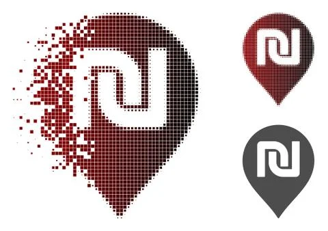 Fragmented Dot Halftone Shekel Map Marker Icon Stockillustratie