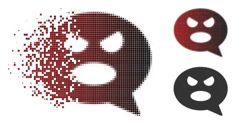 Fragmented Dot Halftone Shout Smiley Message Icon Illustrazione stock