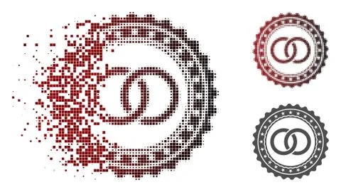 Fragmented Dot Halftone Wedding Rings Stamp Icon イラスト素材