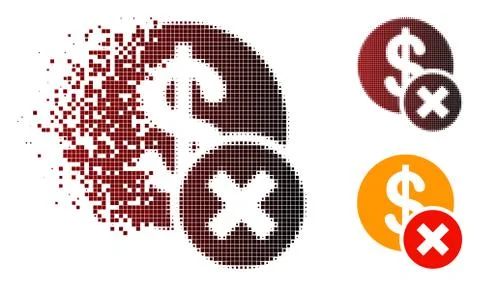 Fragmented Dot Halftone Wrong Dollar Icon Stock Illustration