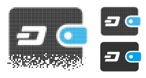 Fragmented Dotted Halftone Dash Pouch Icon Stock Illustration
