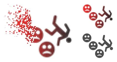 Fragmented Dotted Halftone Drop Down Sad User Icon 스톡 일러스트