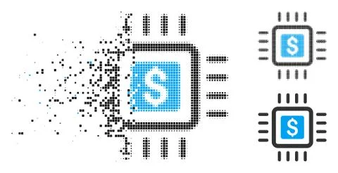 Fragmented Dotted Halftone Processor Price Icon 스톡 일러스트