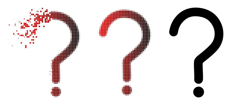 Fragmented Dotted Halftone Question Sign Icon Stock Illustration