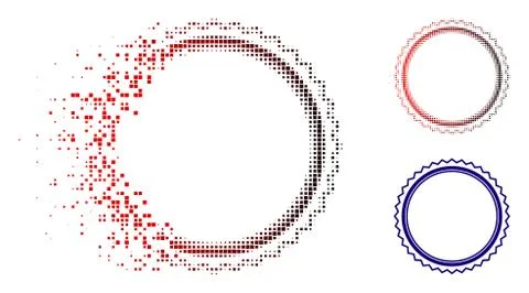 Fragmented Dotted Halftone Rosette Seal Frame Icon 库存插图