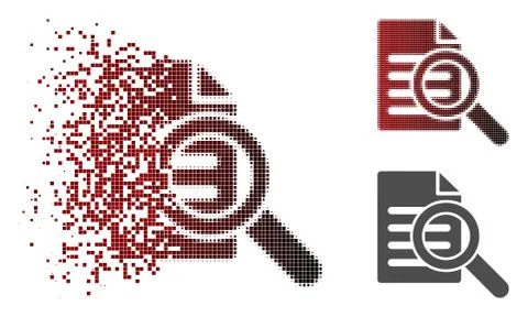 Fragmented Dotted Halftone Search Document Icon Stock Illustration