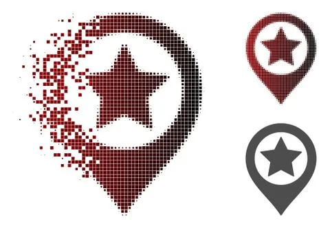 Fragmented Dotted Halftone Star Map Marker Icon Stockillustratie