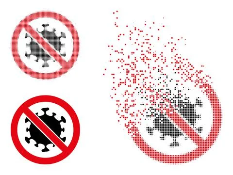 Fragmented Pixel and Original Stop Covid Virus Icon Stock Illustration