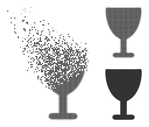 Fragmented Pixel and Original Wine Glass Icon Stock Illustration