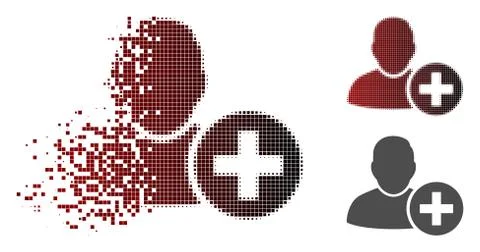 Fragmented Pixel Halftone Add User Icon Illustrazione stock