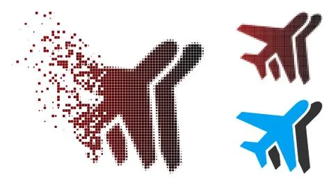 Fragmented Pixel Halftone Airlines Icon Stock Illustration