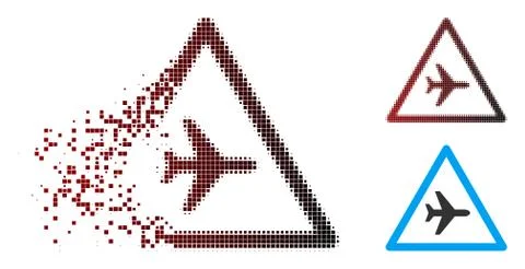 Fragmented Pixel Halftone Airplane Danger Icon Stock-Illustration