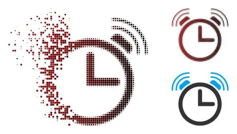 Fragmented Pixel Halftone Alarm Clock Icon Stock-Illustration