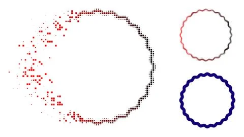 Fragmented Pixel Halftone Certificate Rosette Round Frame Icon Stock-Illustration