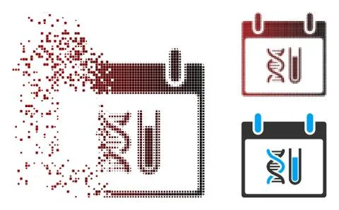 Fragmented Pixel Halftone DNA Analysis Calendar Day Icon イラスト素材