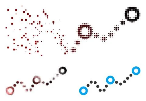 Fragmented Pixel Halftone Dotted Chart Icon Illustrazione stock