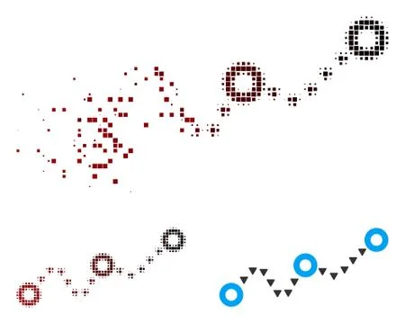 Fragmented Pixel Halftone Dotted Chart Icon Illustrazione stock