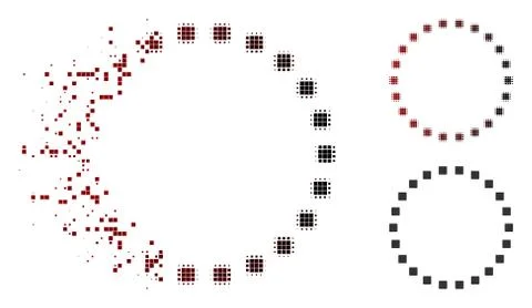 Fragmented Pixel Halftone Dotted Circle Icon イラスト素材