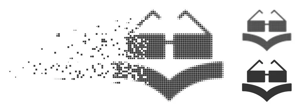 Fragmented Pixel Halftone Education Book Icon Illustrazione stock
