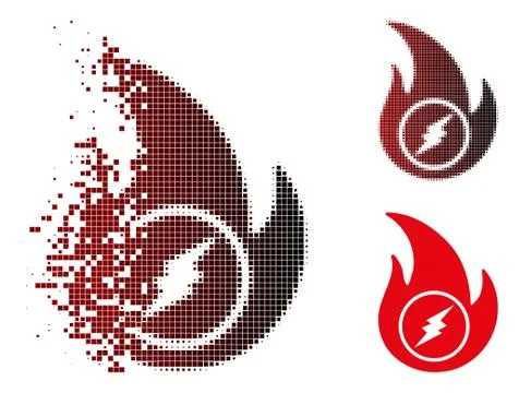 Fragmented Pixel Halftone Electric Flame Icon Stockillustratie