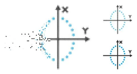 Fragmented Pixel Halftone Ellipse Plot Icon Ilustración de archivo