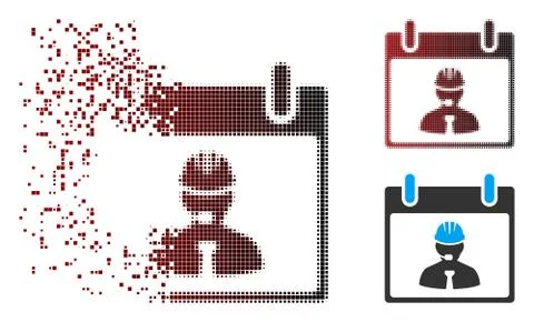 Fragmented Pixel Halftone Engineer Calendar Page Icon Stockillustratie