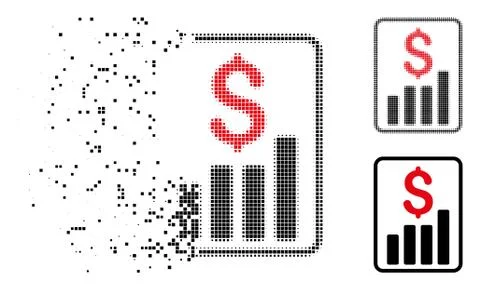 Fragmented Pixel Halftone Financial Report Page Icon Stock Illustration