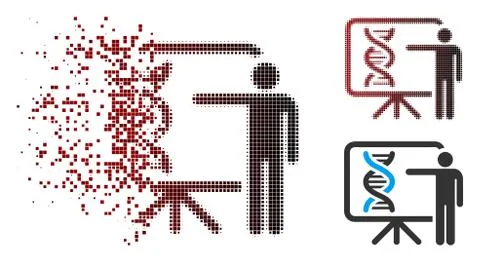 Fragmented Pixel Halftone Genetics Report Icon Stock Illustration