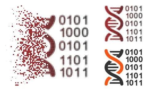 Fragmented Pixel Halftone Genome Code Icon Stockillustratie