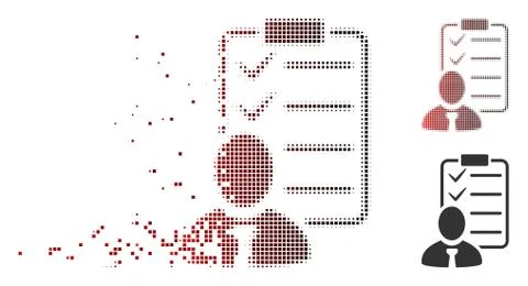 Fragmented Pixel Halftone Manager Check List Icon Illustrazione stock
