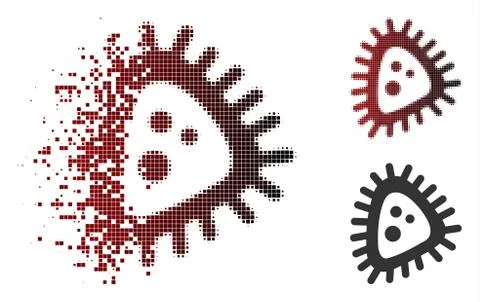 Fragmented Pixel Halftone Micro Parasite Icon Stock Illustration