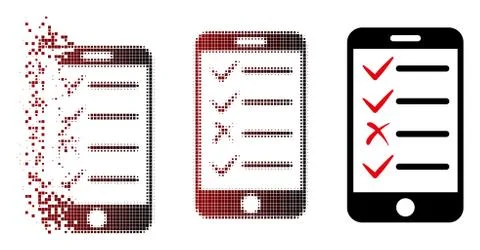 Fragmented Pixel Halftone Mobile Tasks Icon 스톡 일러스트