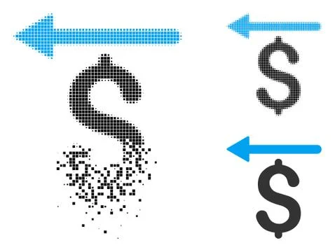 Fragmented Pixel Halftone Moneyback Icon Stock Illustration