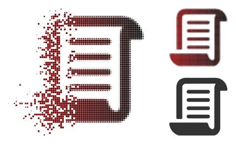 Fragmented Pixel Halftone Paper Roll Icon Illustrazione stock