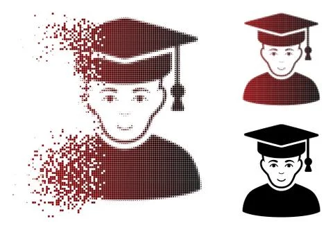 Fragmented Pixel Halftone Professor Icon Stock Illustration