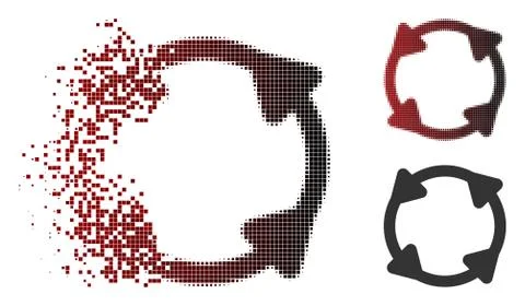 Fragmented Pixel Halftone Rotate Icon Illustrazione stock