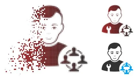 Fragmented Pixel Halftone Social Engineer Icon Stockillustratie