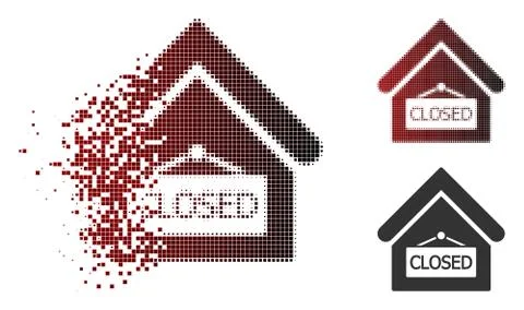Fragmented Pixelated Halftone Closed Office Icon Ilustración de archivo