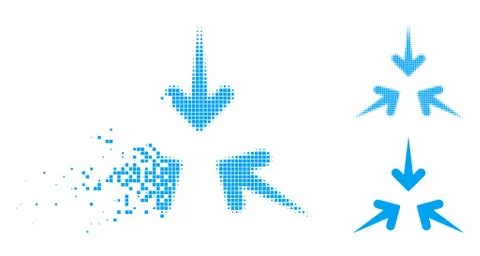 Fragmented Pixelated Halftone Impact Arrows Icon Ilustración de archivo
